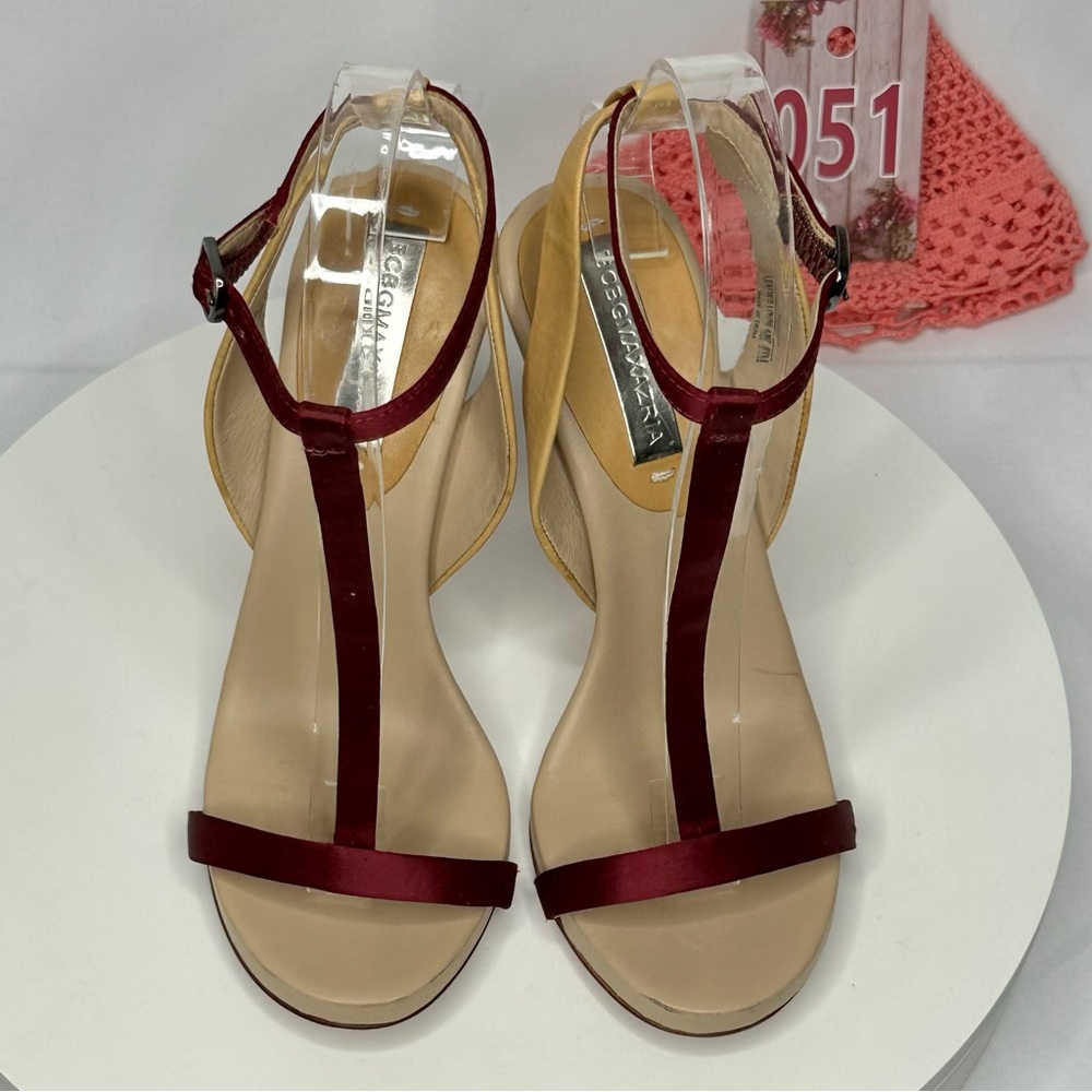 BCBGMAXAZRIA Ma-Danya Leather Angle Strap Slingback Heels Size 7B/37 - Picture 3 of 16